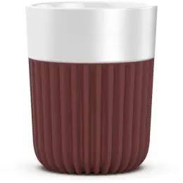 Sengetti Ribbed Coffee Mug White-Deep Red